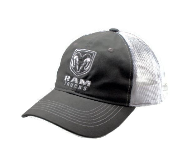 Hat - RAM Trucks Vented Trucker Style Mesh Cap Grey & White on Sale