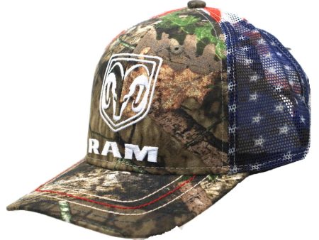 RAM Camouflage w  flag Mossy Oak Mesh Adjustable Trucker Cap For Cheap