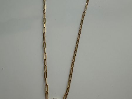 14k Diamond Flower Paper Clip Chain Necklace Supply