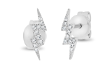 14k Gold Diamond Lightning Bolt Studs Online now