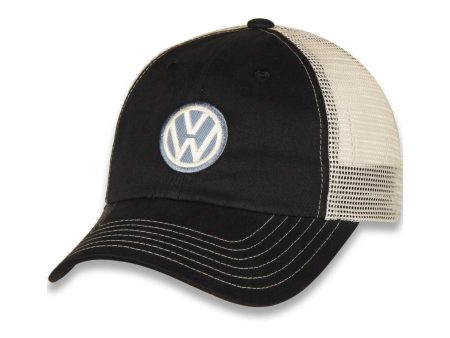 Volkswagon VW Twill & Mesh Unstructured Ball Cap Hat Navy Blue Stone For Cheap