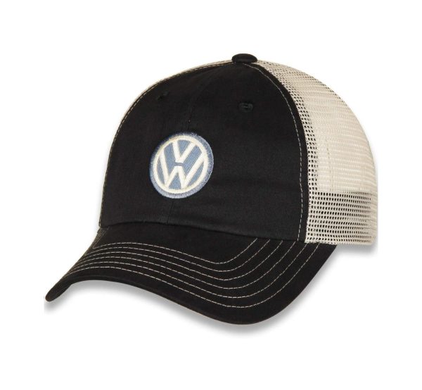 Volkswagon VW Twill & Mesh Unstructured Ball Cap Hat Navy Blue Stone For Cheap