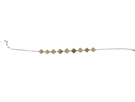 14k Mini Diamond and Gold Clover Bracelet Hot on Sale