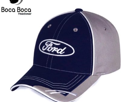 Ford Hat Oval Logo Embroidered CFS Ball Cal Navy Blue & Grey Cheap