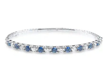 14K Blue Sapphire and Diamond Flexi Bracelet For Sale