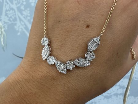 14k Alternating Baguette 9 Stone Diamond Necklace Online