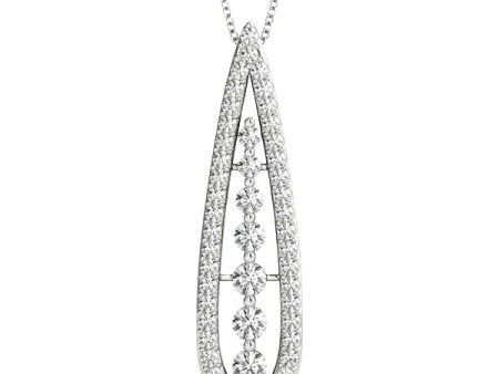 14kt White Gold Diamond Drop Pendant (.71 ctw) Cheap