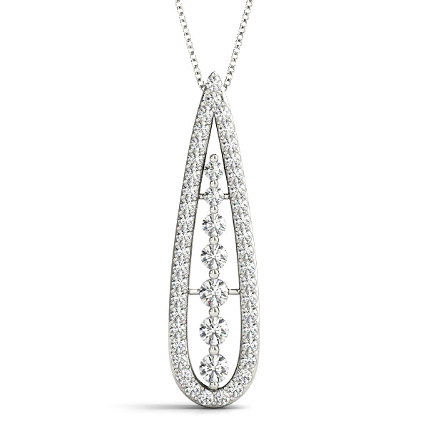 14kt White Gold Diamond Drop Pendant (.71 ctw) Cheap