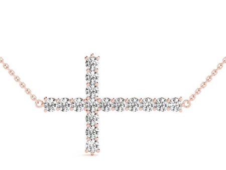 Rose Gold Diamond Side Cross Pendant (1 2 ctw) Discount