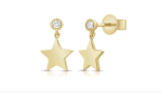 14k Gold Diamond Hanging Star Earrings For Discount