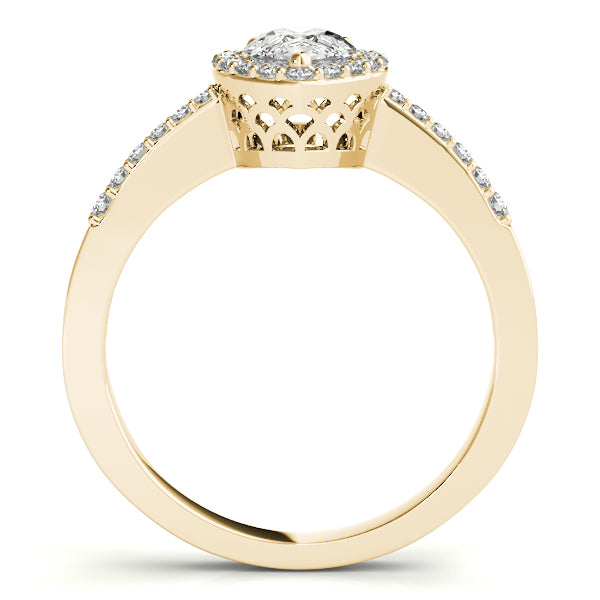 14kt Yellow Gold Pear-Shaped Halo Engagement Ring Setting Supply