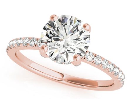 14kt Rose Gold Single Row Engagement Ring Setting Hot on Sale