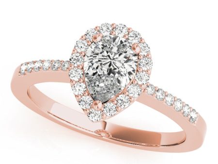 14kt Rose Gold Pear-Shaped Halo Engagement Ring Setting For Cheap