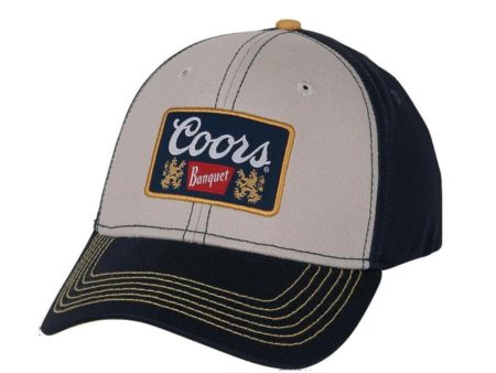 COORS BANQUET Navy Grey and Gold Cotton Twill Snapback with Woven Label Supply