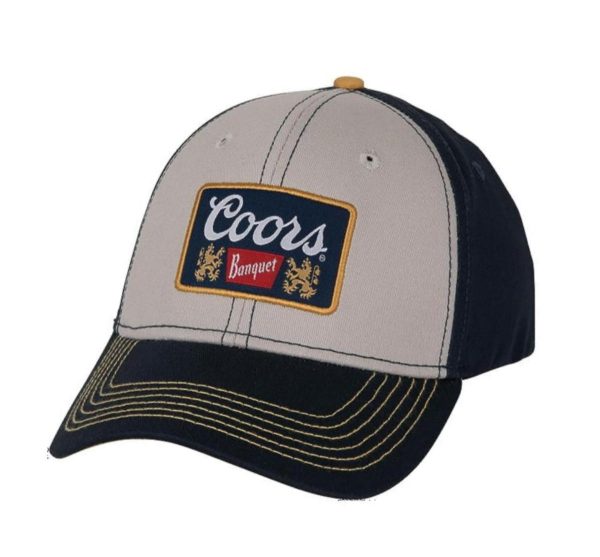 COORS BANQUET Navy Grey and Gold Cotton Twill Snapback with Woven Label Supply