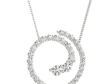 White Gold Diamond Swirl Journey Pendant (1 ctw) Fashion