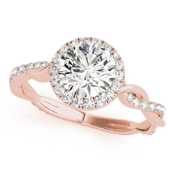 14kt Rose Gold Halo Twist Engagement Ring Setting Supply