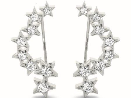 14kt White Gold Diamond Star Ear Climbers (.33 ctw) Online