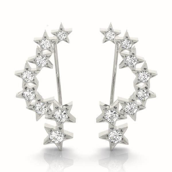 14kt White Gold Diamond Star Ear Climbers (.33 ctw) Online