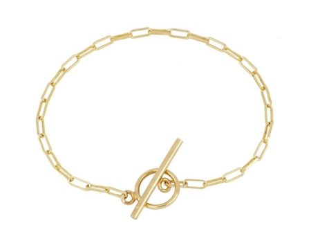 14k Gold Paperclip Toggle Clasp Anklet Online Hot Sale