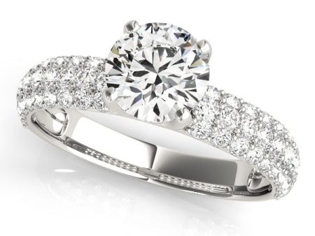 18kt White Gold Multi-Row Pavé Engagement Ring Setting Online now