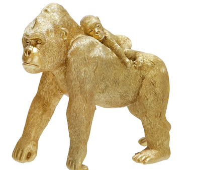 Gold Gorilla w  Baby Figurine Supply