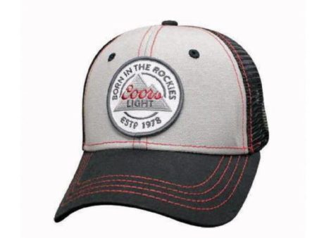 COORS Light Born in the Rockies Khaki Black Embroidered Adjustable Hat Ball Cap For Cheap