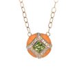 14kt Yellow Gold Peridot & Diamond Orange Enamel Pendant Online now