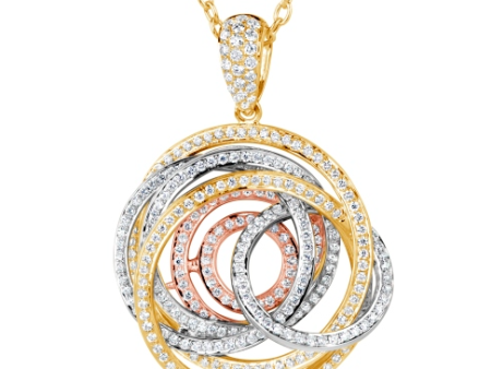 18kt Tri Color Diamond Swirl Pendant (2.12 ctw) Online Hot Sale