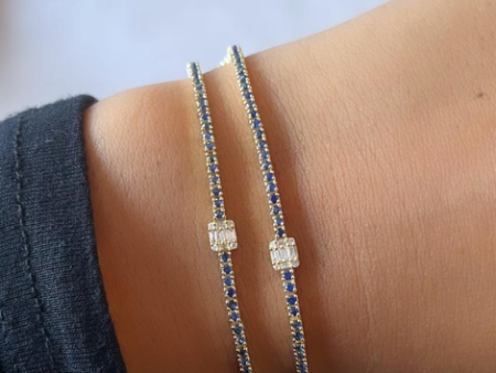 14k Gold Diamond Sapphire 2 in 1 Bracelet Necklace Online now