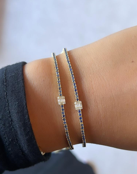 14k Gold Diamond Sapphire 2 in 1 Bracelet Necklace Online now