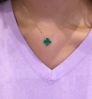 14k Gold Enamel Clover Necklace Cheap