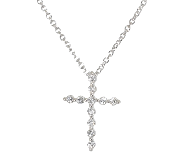 14kt White Gold Tiny Diamond Cross Pendant (.16 ctw) Online Hot Sale