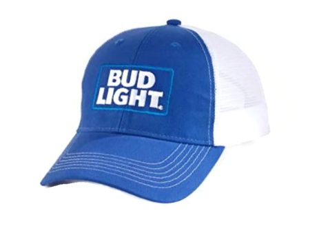 Bud Light Patch Logo Royal & White H3 Mesh Trucker Style Hat Hot on Sale