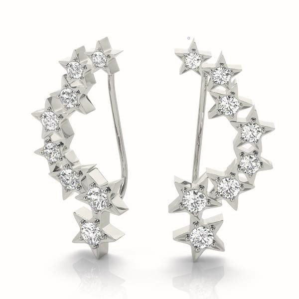 14kt White Gold Diamond Star Ear Climbers (.33 ctw) Online