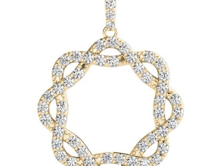 Yellow Gold Twisted Circle Diamond Pendant (1 2 ctw) For Cheap