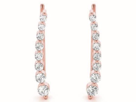 18kt Rose Gold Graduated Diamond Ear Climbers (.25 ctw) For Cheap