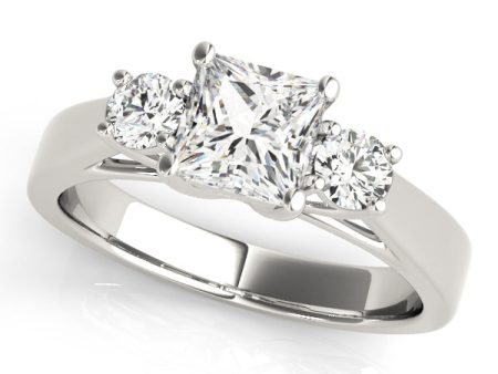 18kt White Gold Three Stone Princess Engagement Ring Setting Online