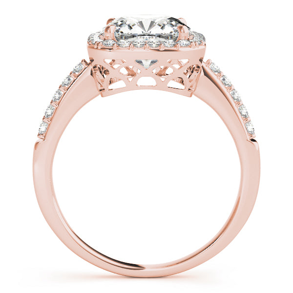 14kt Rose Gold Cushion Cut Halo Engagement Ring Setting Online