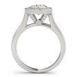 Platinum Bezel-Set Accented Halo Engagement Ring Setting on Sale