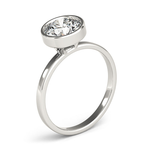 14kt White Gold Bezel-Set Solitaire Engagement Ring Setting Online Hot Sale