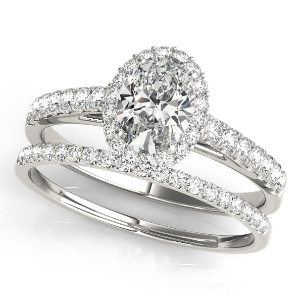 14kt White Gold Oval Halo Engagement Ring Setting Online Hot Sale