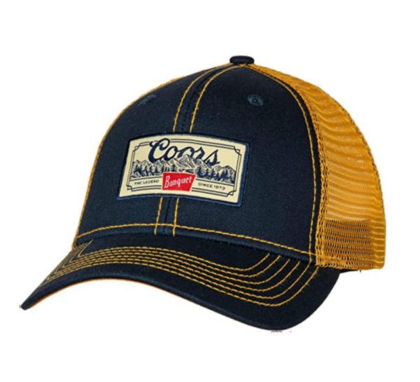 COORS Banquet H3 Hat Navy & Gold Cotton Twill Mesh Back Trucker Cap on Sale