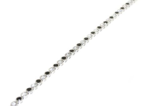 Sterling Silver Bezel-Set Black & White CZ Bracelet Online