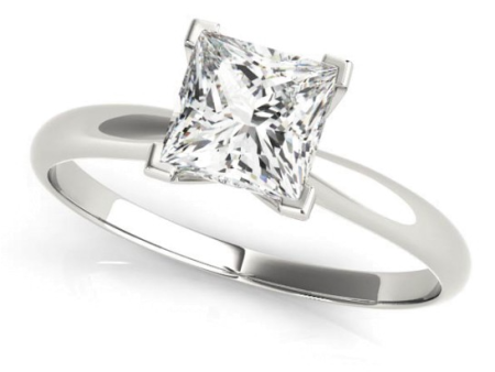 14kt White Gold Princess Cut Solitaire Engagement Ring Setting Online Sale