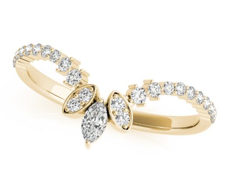 14kt Yellow Gold Diamond Chevron Band w  Marquise (.20 ctw) Online now