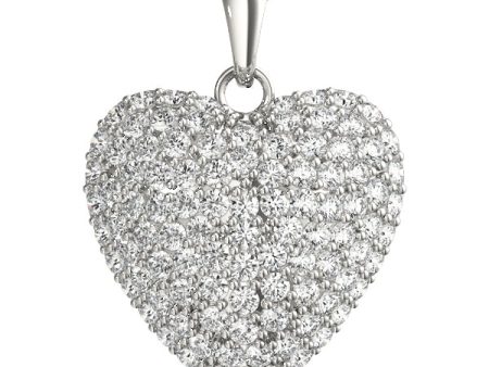 14kt White Gold Diamond Pavé Heart Pendant (1 ctw) For Sale