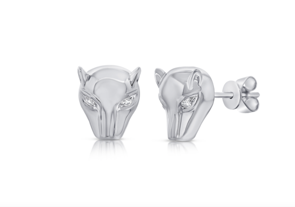 14k Gold Diamond Fierce Panther Studs on Sale