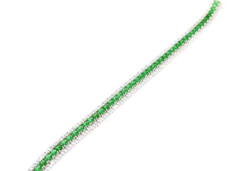 Sterling Silver Green CZ Tennis Bracelet Online Hot Sale