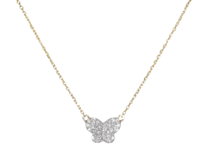 14kt Yellow Gold Dainty Diamond Butterfly Pendant (.18 ctw) Hot on Sale